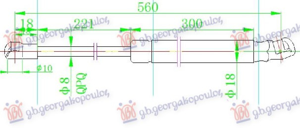 Amortizues (një) për derën e bagazhit 5 dyer (559L-290N)