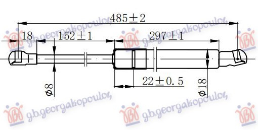 Amortizues (një) për derën e bagazhit karavan (485L-645N)