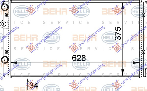Radiator për motor të gjitha modelet (marsh manual) (me kondicioner) (63x38) (MAHLE BEHR PREMIUM LINE)