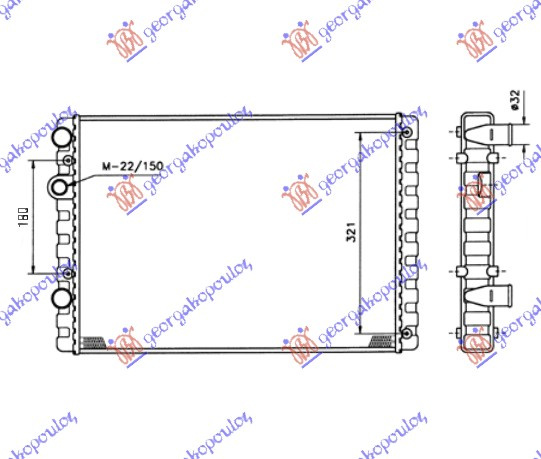 Radiator për motor 1.4FSI benzinë-1.7-1.9 dizel (51x38)