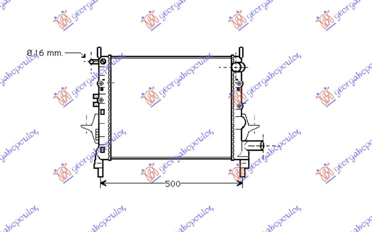 Radiator për motor 1,1cc I 8V-1.2cc 16V (43x37,7) pa kondicioner (VALEO CLASSIC)