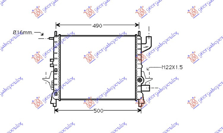 Radiator për motor 1,1-1,2 I me kondicioner (43x39.5)