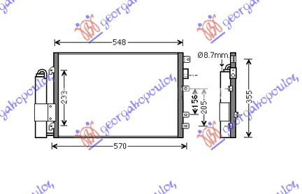 Radiator i kondicionerit 1.4cc 8V 1.6cc 16V 5 dyer (51x38)