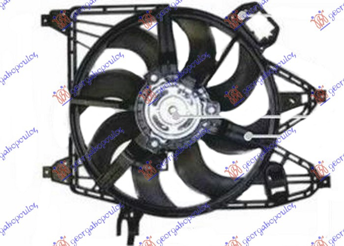 Ventilator komplet 1.5-1.9 DCI dizel (me kondicioner) (385mm) (400W) (2 pinë)