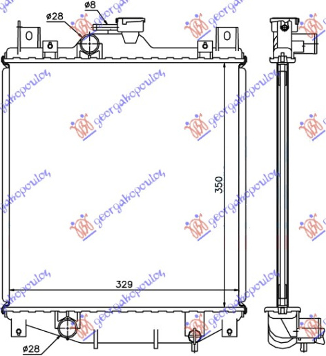 Radiator për motor 1.0-1.3i (35x33.5x1.6)