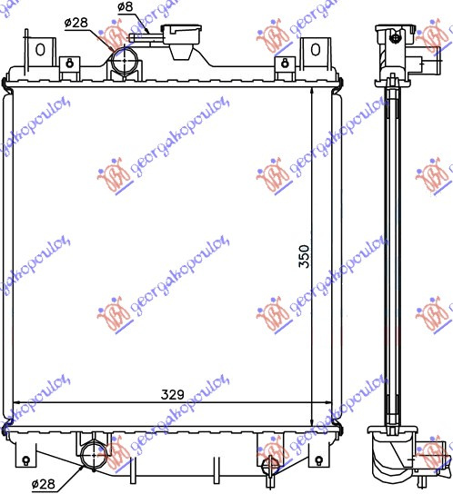 Radiator për motor 1.0-1.3i (35x33.5x1.6)