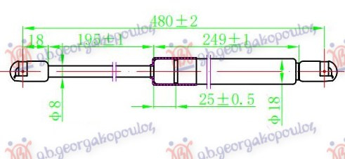 Amortizues (një) për derën e bagazhit (480L-335N)