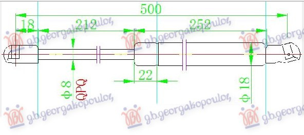 Amortizues (një) për derën e bagazhit (500L-450N)