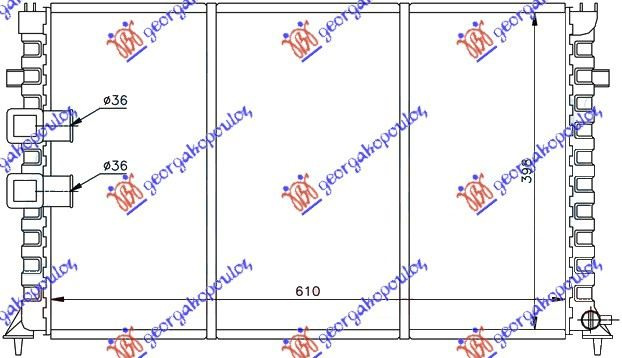 Radiator për motor 3,0i-24V-2,1 TD (61x39,8) MECH.