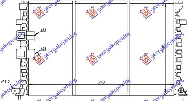 Radiator për motor 3,0i-24V-2,1TD (61x39,8) (marsh automatik)M