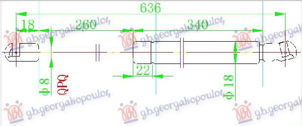 Amortizues (një) për derën e bagazhit (640L-565N)