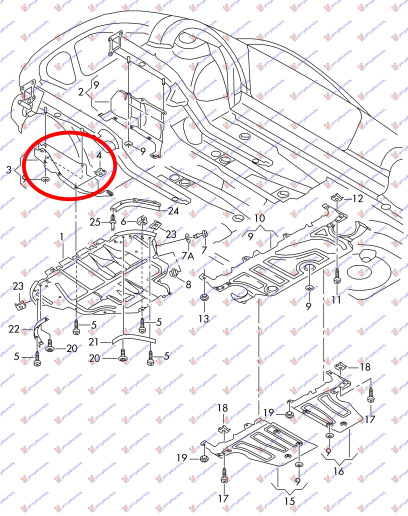 Mbrojtje/kapak nën motor (plastik)