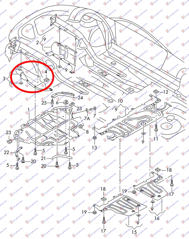 Mbrojtje/kapak nën motor (plastik)