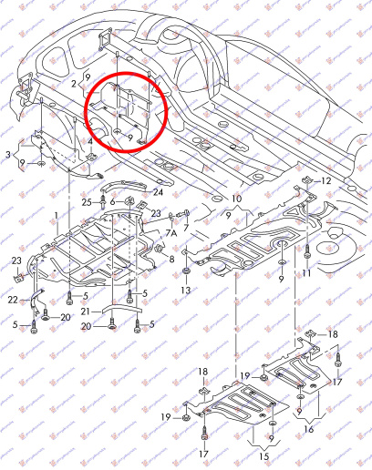 Mbrojtje/kapak nën motor (plastik)