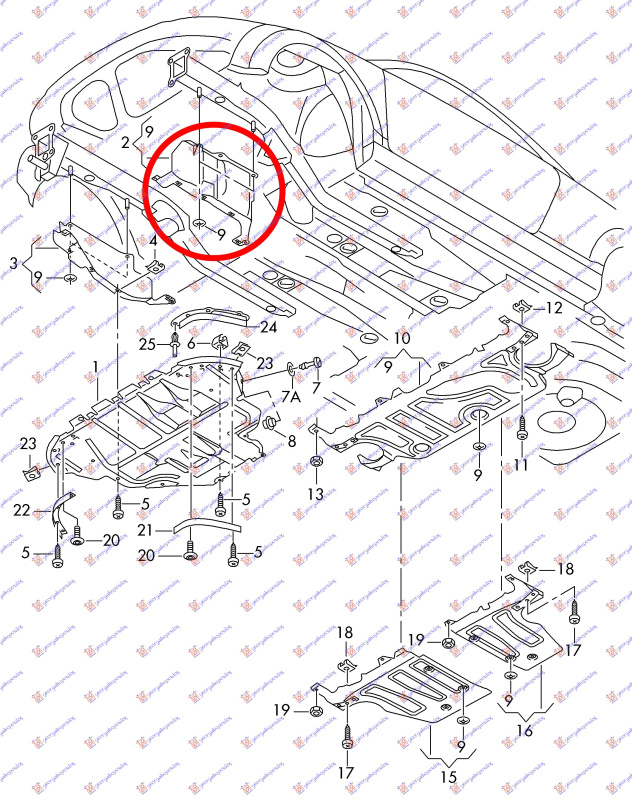 Mbrojtje/kapak nën motor (plastik)
