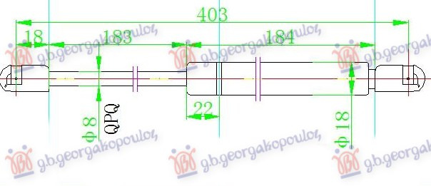 Amortizues (një) për derën e bagazhit (403L-620N)