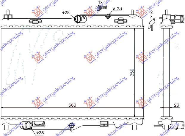 Radiator për motor 1.4-1.6 TDCI (marsh manual) (me/pa kondicioner) (56.3x35)
