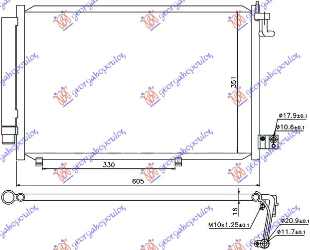 Radiator i kondicionerit benzinë -1.4TDCi (57,5x36)