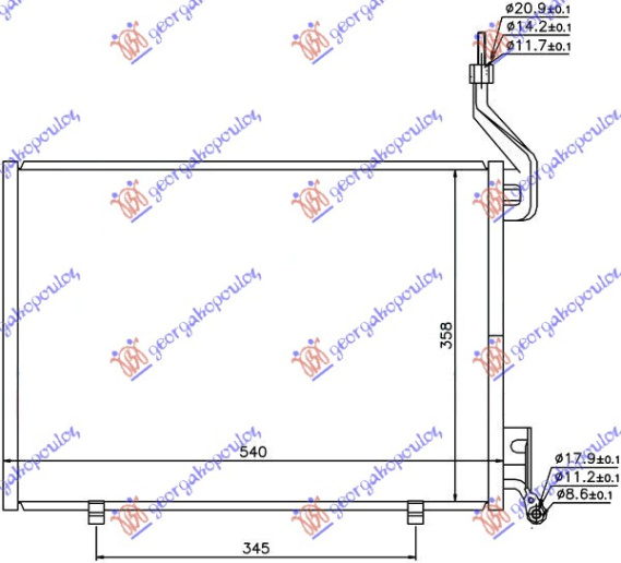 Radiator i kondicionerit 1.6 TDCi dizel (500x350x16)