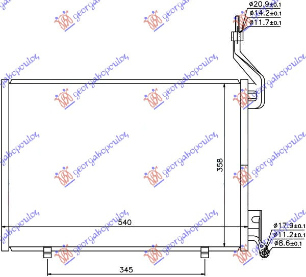 Radiator i kondicionerit 1.6 TDCi dizel (500x350x16)