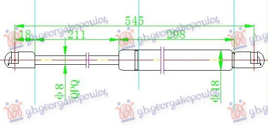 Amortizues (një) për derën e bagazhit (544L-335N)