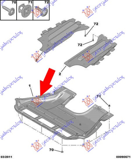 Mbrojtje/kapak nën motor