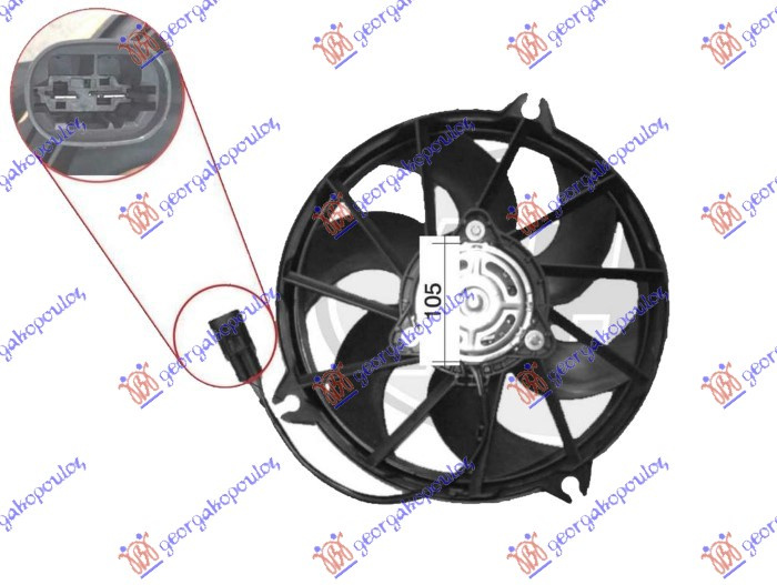Ventilator komplet 1.6-2.0 dizel (340mm) (2 pinë)