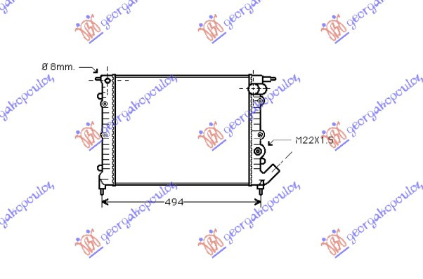 Radiator për motor 1,2-1,4CC (43x37,8)