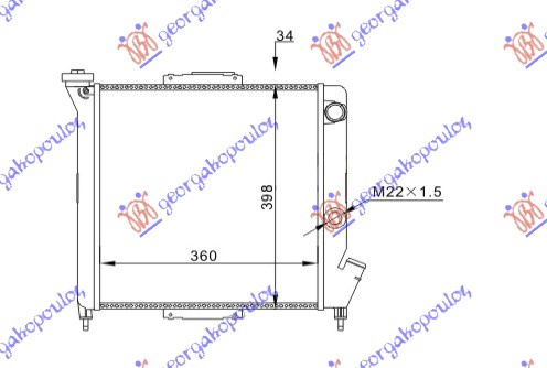 Radiator për motor benzinë (pa kondicioner) (36x39,3x2,2)