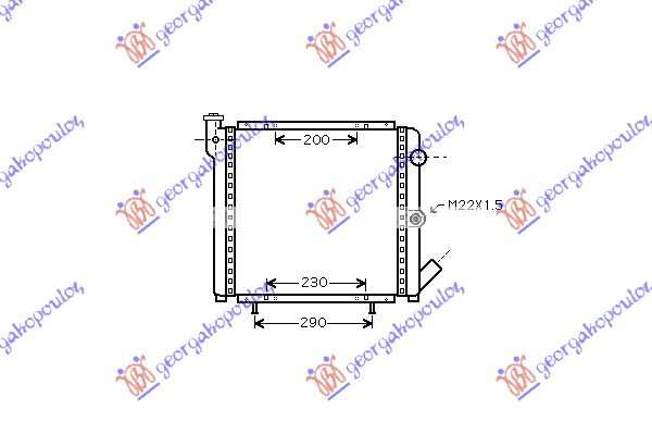 Radiator për motor benzinë (me kondicioner) (39x39,5x1,9)