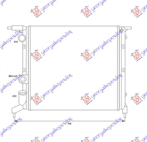 Radiator për motor 1.2-1,4cc 8V (39x38) (i mbyllur)