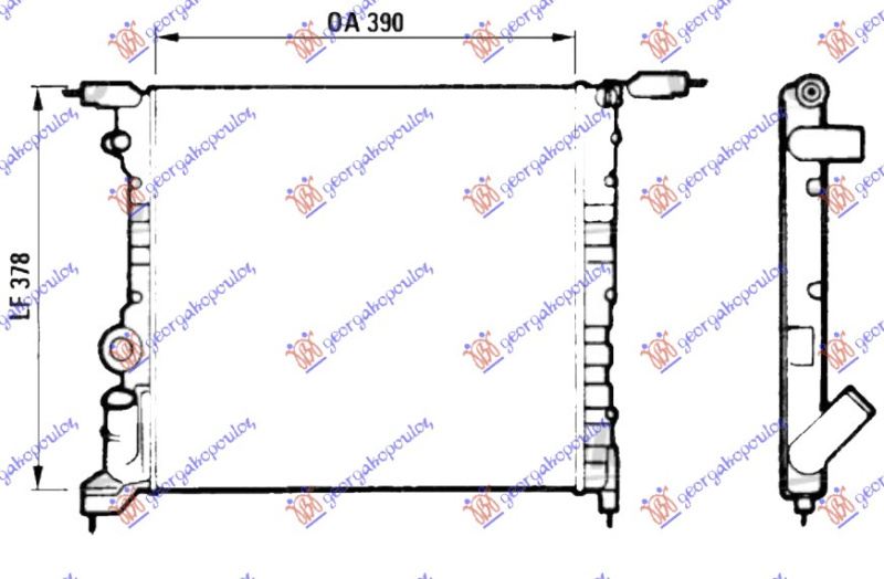 Radiator për motor 1.2-1,4cc 8V (39x38) (i mbyllur) (VALEO CLASSIC)