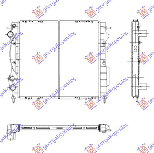 Radiator për motor 1,2-1,4 8V (me kondicioner) (43x40)