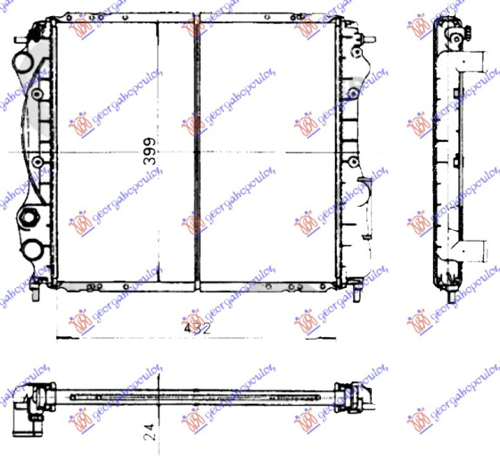 Radiator për motor 1,2-1,4 8V (me kondicioner) (43x40) (VALEO CLASSIC)