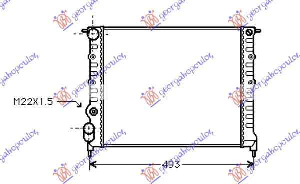 Radiator për motor 1,2-1,4CC pa AC (43x38)