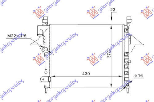 Radiator për motor 1,2i (marsh manual/automatik) (pa kondicioner) (43x37,7)