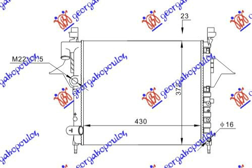 Radiator për motor 1,2i (marsh manual/automatik) (pa kondicioner) (43x37,7) (VALEO CLASSIC)