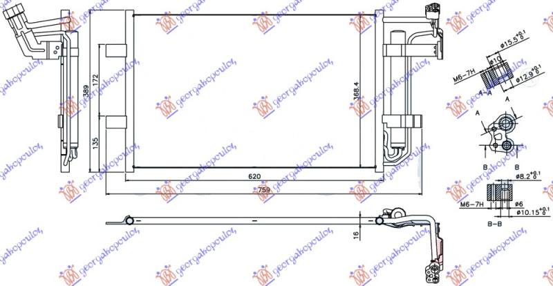 Radiator i kondicionerit 1.8-2.0i 16V (58x35) 09-