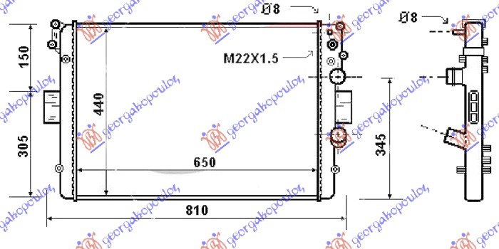 Radiator për motor 2,8D-TDi (pa kondicioner) (65x44x32)