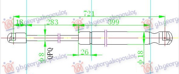 Amortizues (një) për kofano (722L-180N)