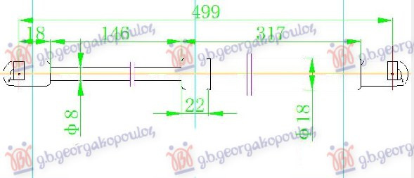 Amortizues (një) për derën e bagazhit 5 dyer (500L-660N)