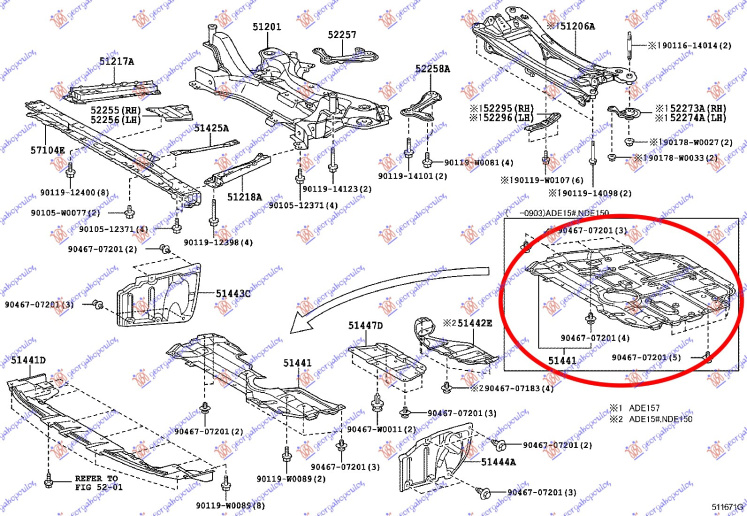 Mbrojtje/kapak nën motor dizel/hibrid