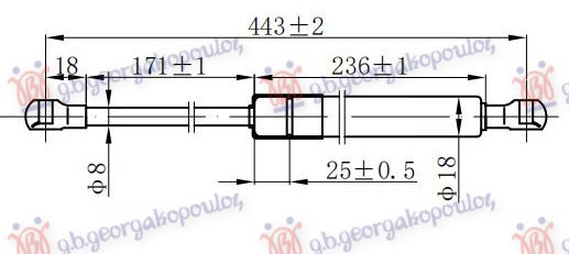 Amortizues (një) për derën e bagazhit (443L-455N)