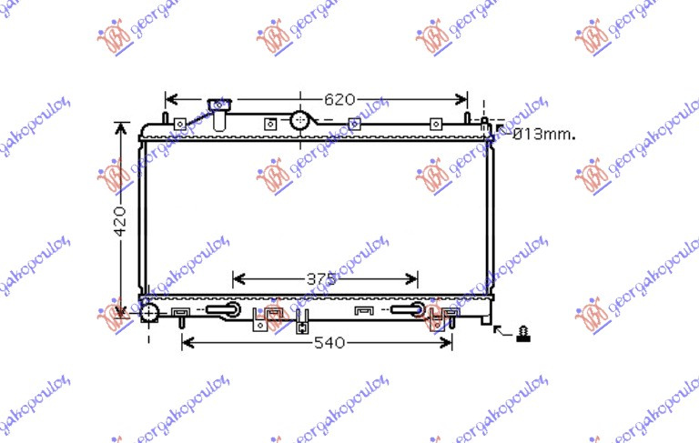 Radiator për motor 2.0i-16 TURBO (34x68.5x16) (marsh automatik)
