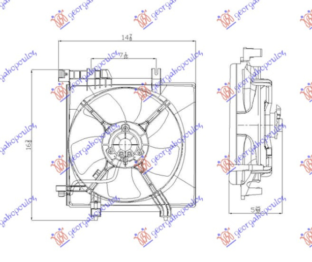 Ventilator për radiatorpër motor komplet pa TURBO benzinë