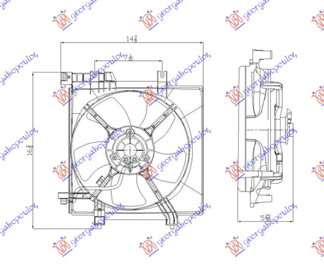 Ventilator për radiatorpër motor komplet pa TURBO benzinë