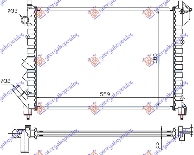 Radiator për motor,8-2,0 pa kondicioner (56x41,4)