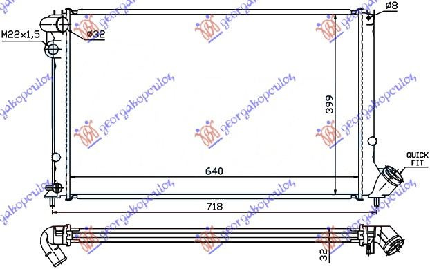 Radiator për motor 2,01-16V (me kondicioner) (64x40) (marsh manual).