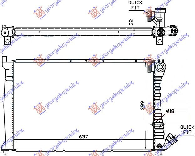 Radiator për motor 2,0i-8VTURBO-1,9-2,1T.D (64x40) (marsh manual/automatik)
