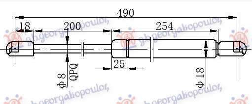 Amortizues (një) për derën e bagazhit -99 sedan (490L-230N)